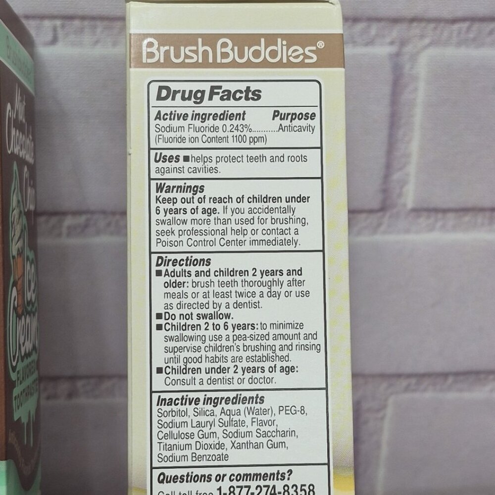4x Brush Buddies Ice Cream Flavored Toothpaste Cookie Vanilla Mint Chocolate 🍫 - Picture 10 of 11